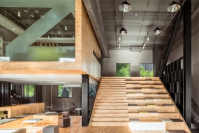 中式办公室装修100平图片