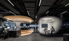 纯白现代简约办公墙装修效果图