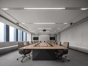 长方形办公室装修造型图片