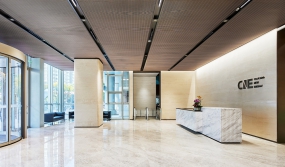 中式办公室方格吊顶装修效果图