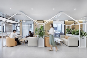 办公装修效果图新中式图