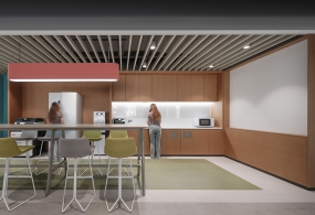 绿色配橙色办公室设计装修图